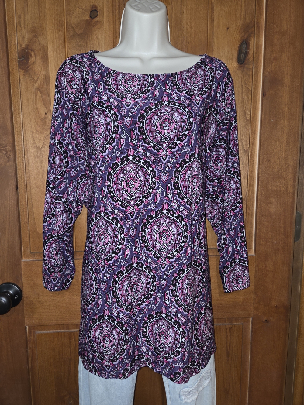 croft & barrow Purple Paisley 3/4 Sleeve‎ Tunic